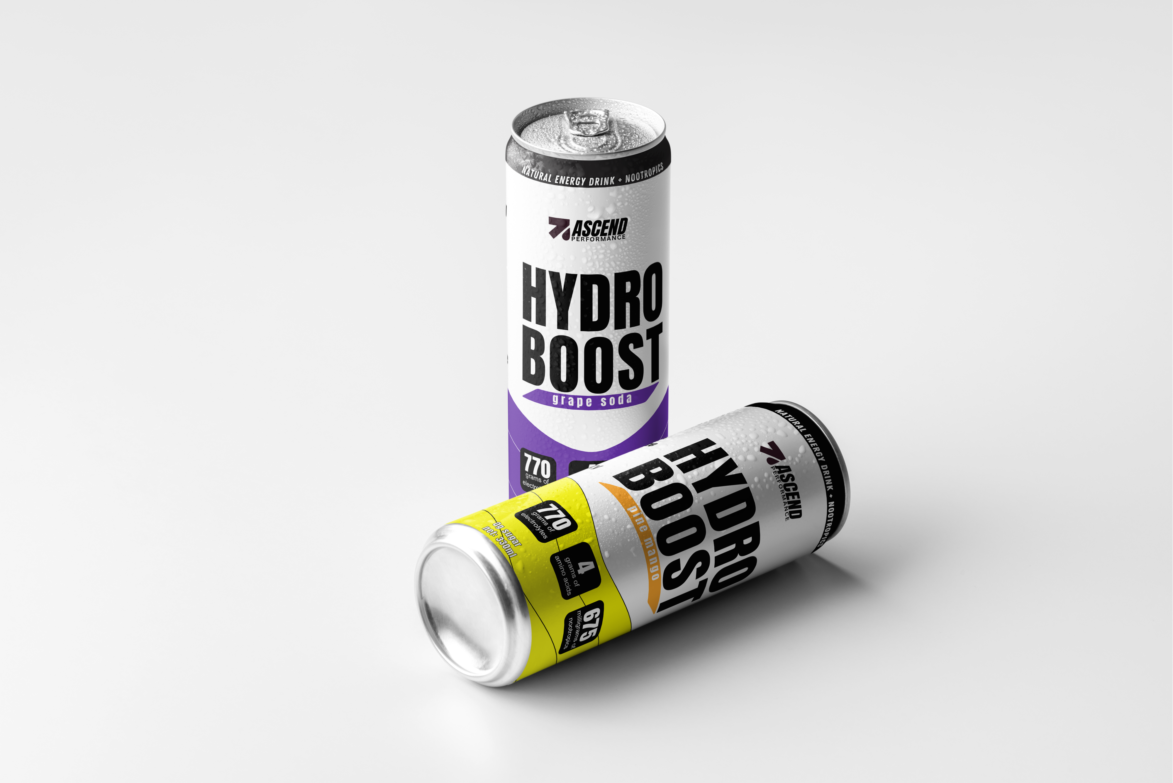 ASCEND and Turf Games collaboration hero featuring drink cans